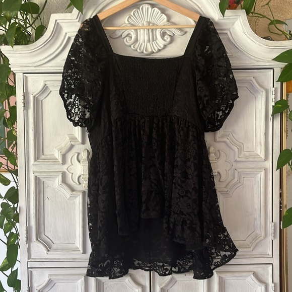 Torrid Baby Doll Lace Puff Sleeve Black Top 3x NWOT. - Picture 9 of 10